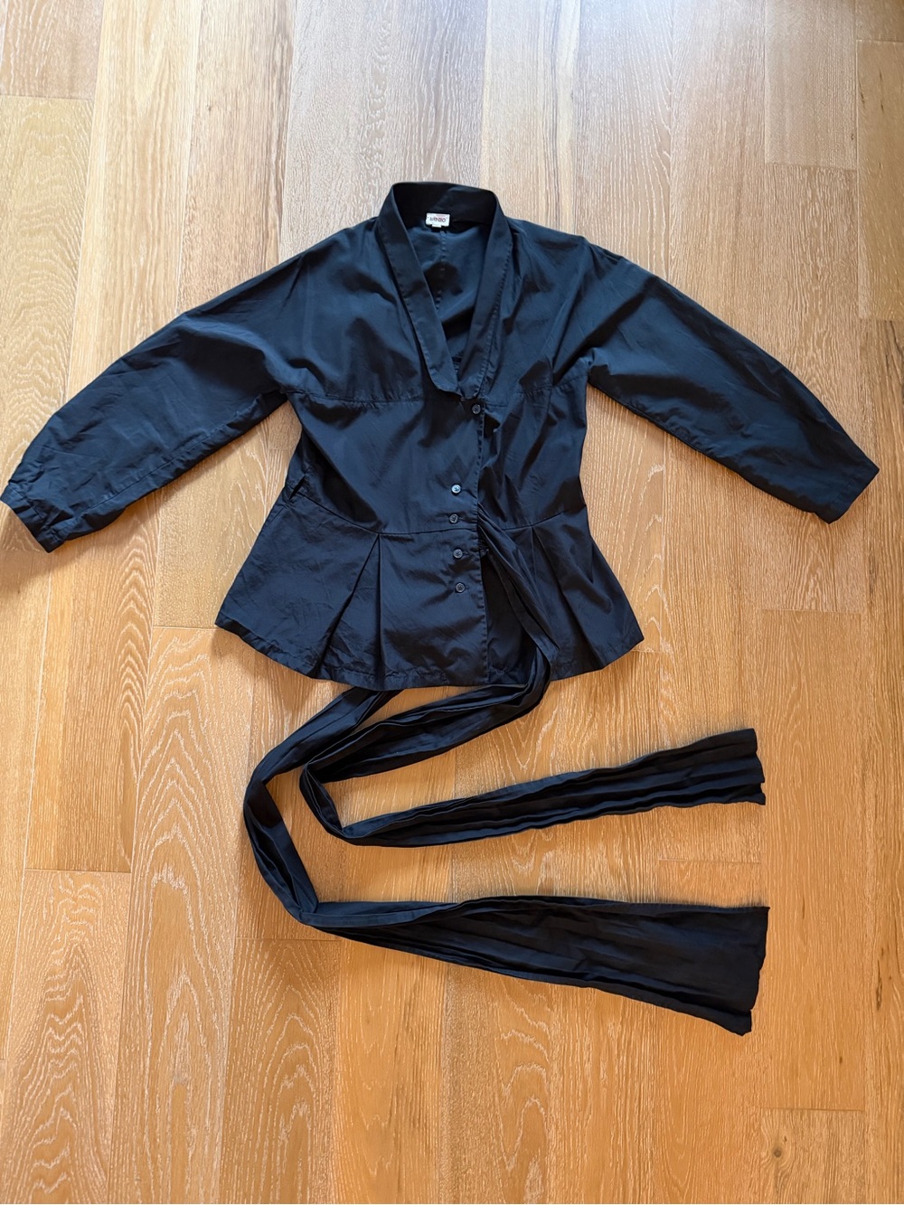 Kenzo Black Wrap Blazer with built in Long Waist Sash